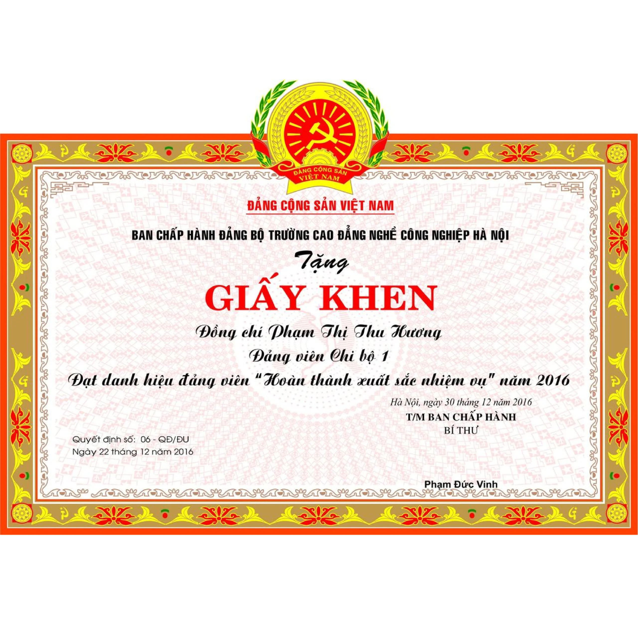 In Giấy Khen - Ảnh 2
